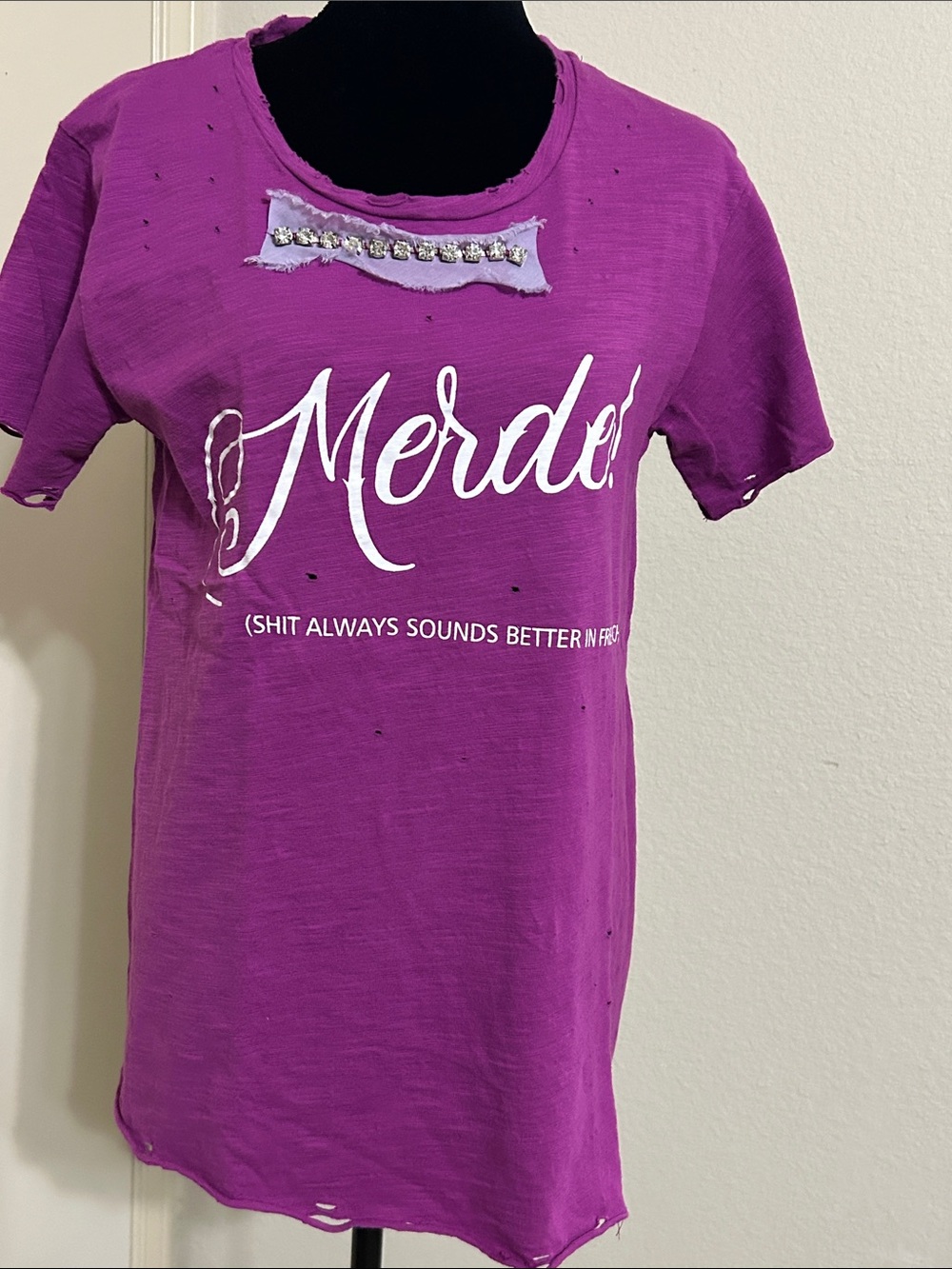 Merde Graphic Tunic Tee in Vibrant Purple